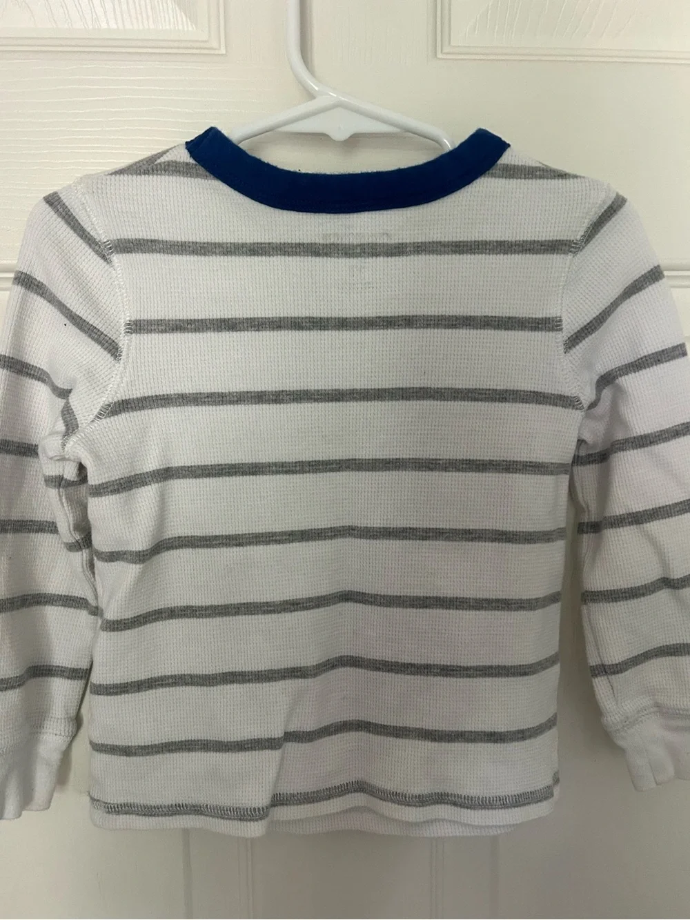 toddler Boys, OshKosh B'gosh, White & Gray Striped 'Super Hero' Long-Sleeve 3T